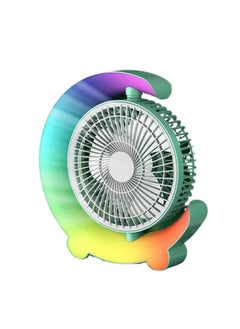 Dazzle Netred Color Running Lamp Desktop Home Fan Usb Charging, Portable Fan With Lamp, 3 Speeds Personal Fan, For Home Dormitory Office Air Circulation Fan (Sky blue), 24060802CX  - Image 1