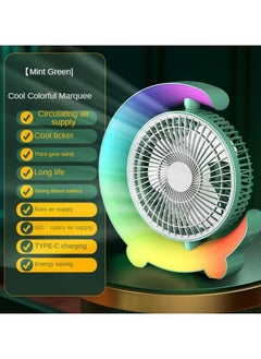 Dazzle Netred Color Running Lamp Desktop Home Fan Usb Charging, Portable Fan With Lamp, 3 Speeds Personal Fan, For Home Dormitory Office Air Circulation Fan (Sky blue), 24060802CX  - Image 4