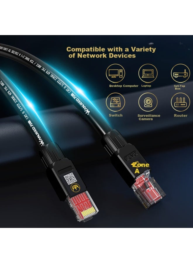 Ofnpftth High Speed Waterproof Sunscreen Anti-aging Outdoor Category 6 Network Cable Double Shielded 6 Category Gigabit Pure Copper Twisted Pair Black 100 Meters Engineering Monitoring Poe Power Suppl - Image 3