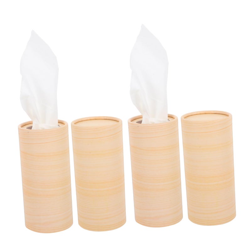 4Pcs Wood Grain Refillable Car Tissue Holder Cylinder For Cup Holders Portable Napkin Box - Image 2