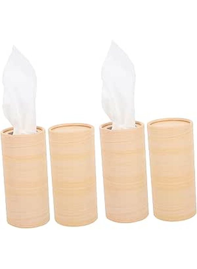 4Pcs Wood Grain Refillable Car Tissue Holder Cylinder For Cup Holders Portable Napkin Box - Image 1