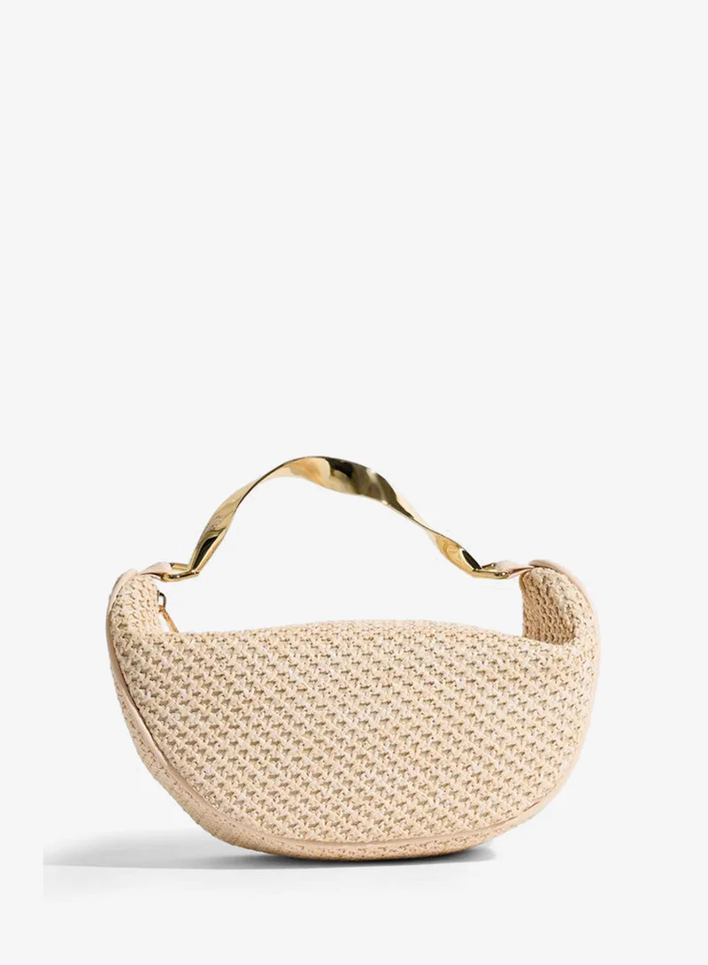 Styli Cream Textured Bag with Twisted Handle