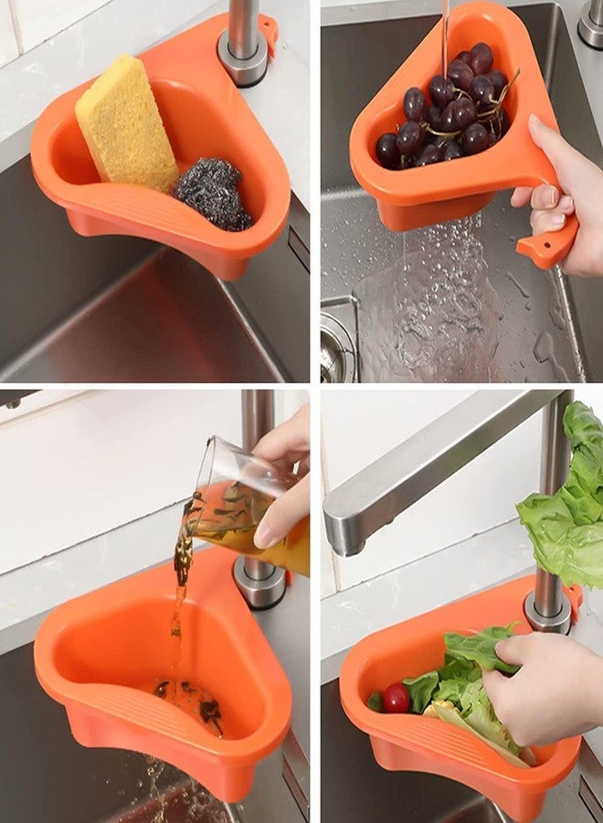 PORMONO Corner Sink Organizer, Multipurpose Plastic Kitchen Sink Organizer Corner Dish Drying Rack Sink Basket for Washing Vegetables Fruits. (Pack of 1) (Multicolor) - Image 4