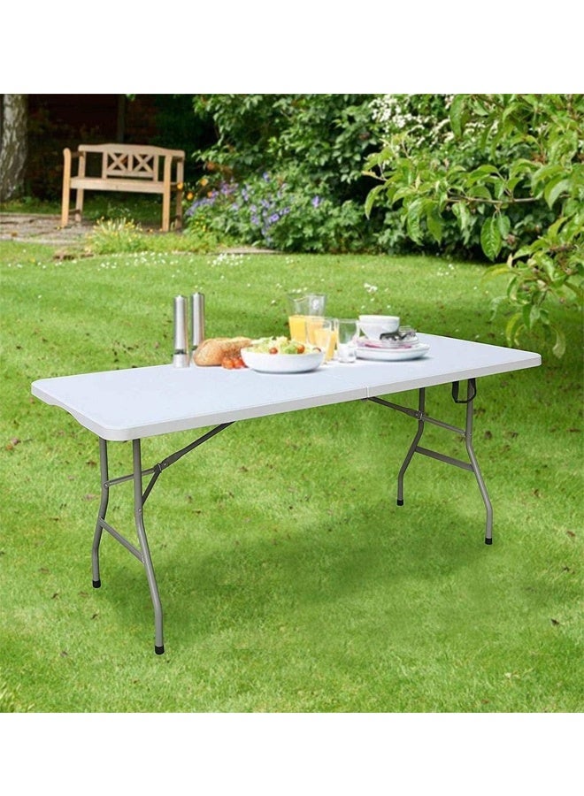 Foldable Plastic Table 152x70x74 cm – Heavy Duty Portable Indoor & Outdoor Utility Table with Metal Legs - Image 2