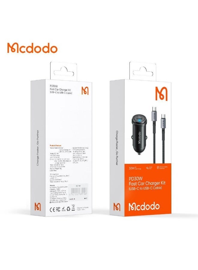 Mcdodo Fast Car Charger - CC-7493 30W 1C PD + Type-C to Type-C Cable 1.2m - Image 5
