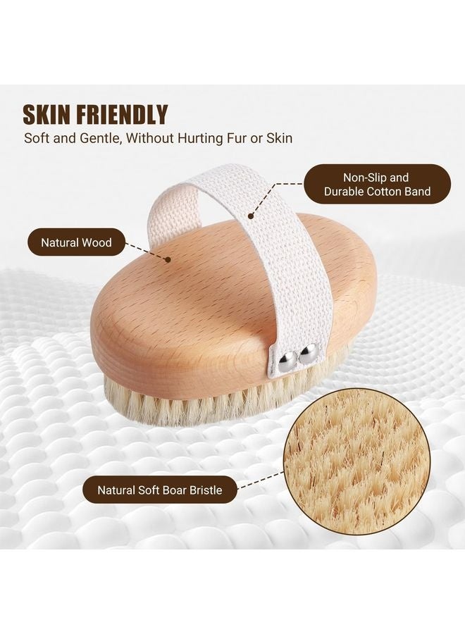 MOWKIT Boar Bristle Pet Palm Brush for Short Haired Dogs and Cats Reduce Shedding - Image 4