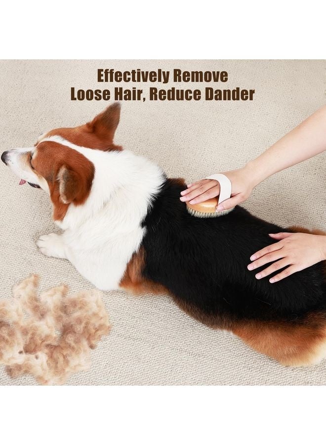 MOWKIT Boar Bristle Pet Palm Brush for Short Haired Dogs and Cats Reduce Shedding - Image 2