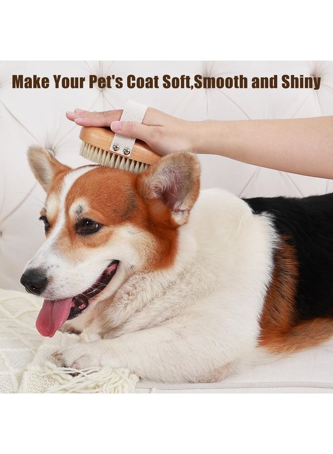 MOWKIT Boar Bristle Pet Palm Brush for Short Haired Dogs and Cats Reduce Shedding - Image 3