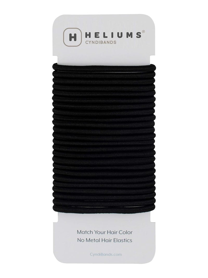 Cyndibands Elastic Hair Ties  Black  24 Count 4mm x 175 Inch Diameter Ponytail Holders