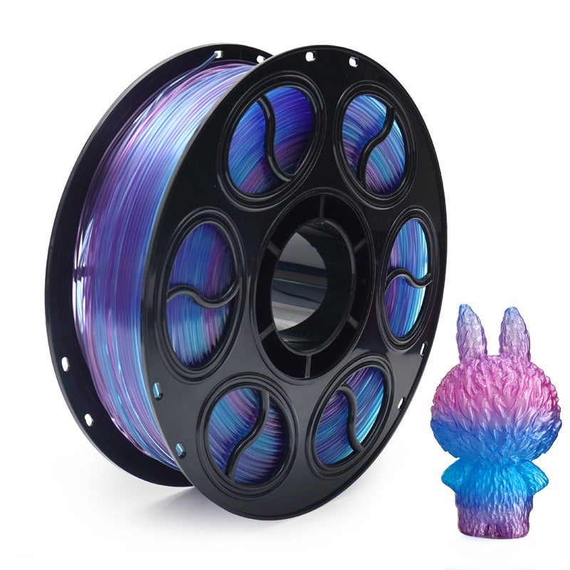 PLA Silk 3D Printer Filament 1KG, Transparent Gradient Crystal Finish, 1.75mm, 330m Spool, Compatible with Bambu Lab and Creality Printers