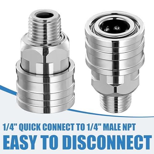 JOEJET 1/4" Pressure Washer Fittings-Stainless Steel Pressure Washer Adapter-1/4" Quick Connect Socket to 1/4" Male NPT Pressure Washer Coupler-5000 PSI - Image 2