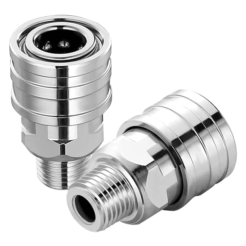 JOEJET 1/4" Pressure Washer Fittings-Stainless Steel Pressure Washer Adapter-1/4" Quick Connect Socket to 1/4" Male NPT Pressure Washer Coupler-5000 PSI - Image 1