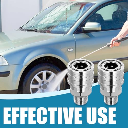 JOEJET 1/4" Pressure Washer Fittings-Stainless Steel Pressure Washer Adapter-1/4" Quick Connect Socket to 1/4" Male NPT Pressure Washer Coupler-5000 PSI - Image 3