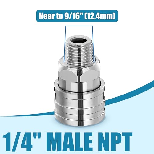 JOEJET 1/4" Pressure Washer Fittings-Stainless Steel Pressure Washer Adapter-1/4" Quick Connect Socket to 1/4" Male NPT Pressure Washer Coupler-5000 PSI - Image 5