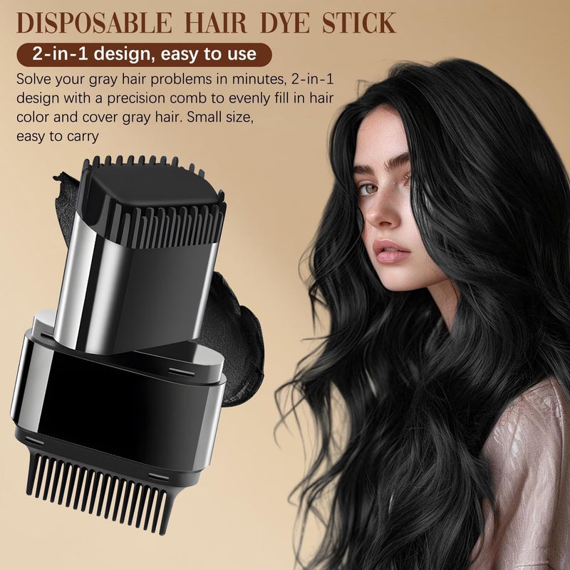 YOOJ Labor saving YOOJ® 2-in-1 Hair Color Stick & Comb, Waterproof and Sweat-Proof Hair Dye Comb, Instant Convenient Root Touch Up for Gray Hair, for Women & Men (Black) Indoor outdoor all-purpose fit - Image 5