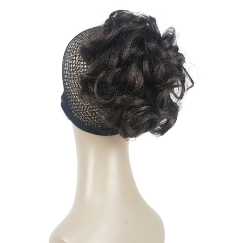 Aimole Lady Short Curly Claw Clip-on Hair Ponytail Hairpiece Synthetic Extensions Wig(6-Chestnut Brown)