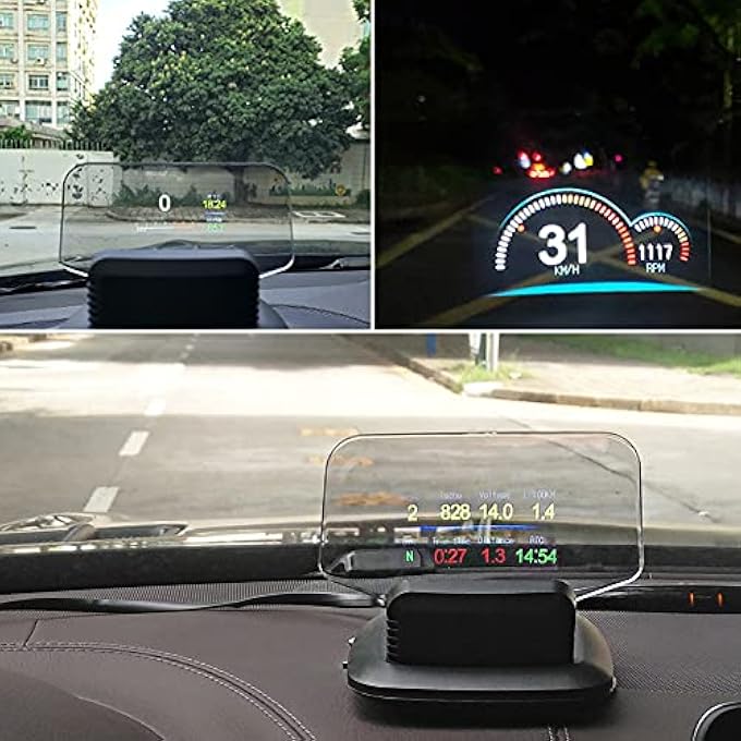Luocute شاشة عرض رأسية HUD ستيريو، خطأ، Obd2، نظام تحديد المواقع العالمي (GPS)، شاشة قوية وعملية، تحذير مبكر HUD، Obd2، نظام تحديد المواقع العالمي (GPS)، وضع مزدوج للجميع - Image 2