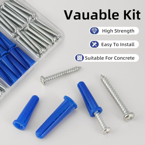 VGBUY 180PCS Conical Concrete Anchors and Screws Assortment Kit, 90PCS Concrete Wall Anchors, 90PCS Self Tapping Screws for Masonry Stucco Brick Cement Cinder Block Tile, with 2PCS Drill Bit - Image 2