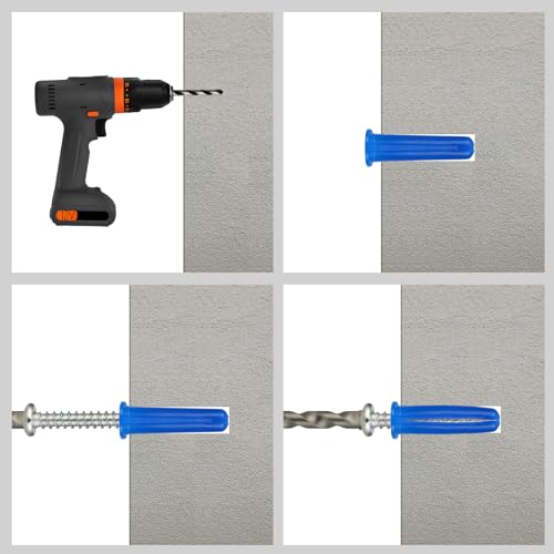 VGBUY 180PCS Conical Concrete Anchors and Screws Assortment Kit, 90PCS Concrete Wall Anchors, 90PCS Self Tapping Screws for Masonry Stucco Brick Cement Cinder Block Tile, with 2PCS Drill Bit - Image 5