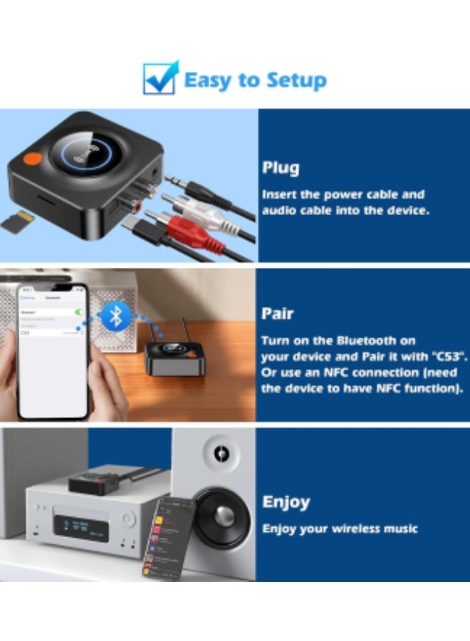 مستقبل لستيوتاتي المنزل، محول AUX RCA إلى بلوتوث | مستقبل صوتي بنظام NFC بلوتوث للمنصات القديمة ونظام تشغيل الموسيقى، كايوي تحويل المنصات السلكية إلى لاسلكية - Image 3