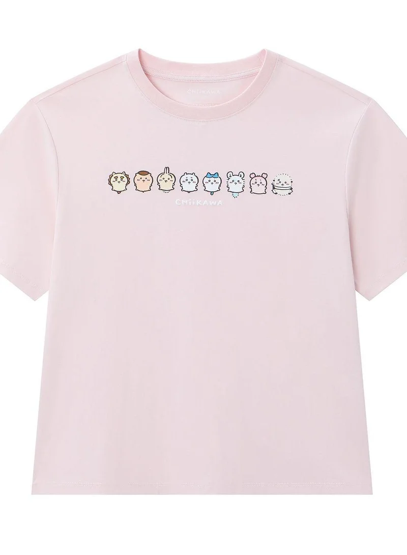 Giordano  Women's Chiikawa Pearl Amethyst Crew Neck Boyfriend Tee for Women | Best Price UAE
