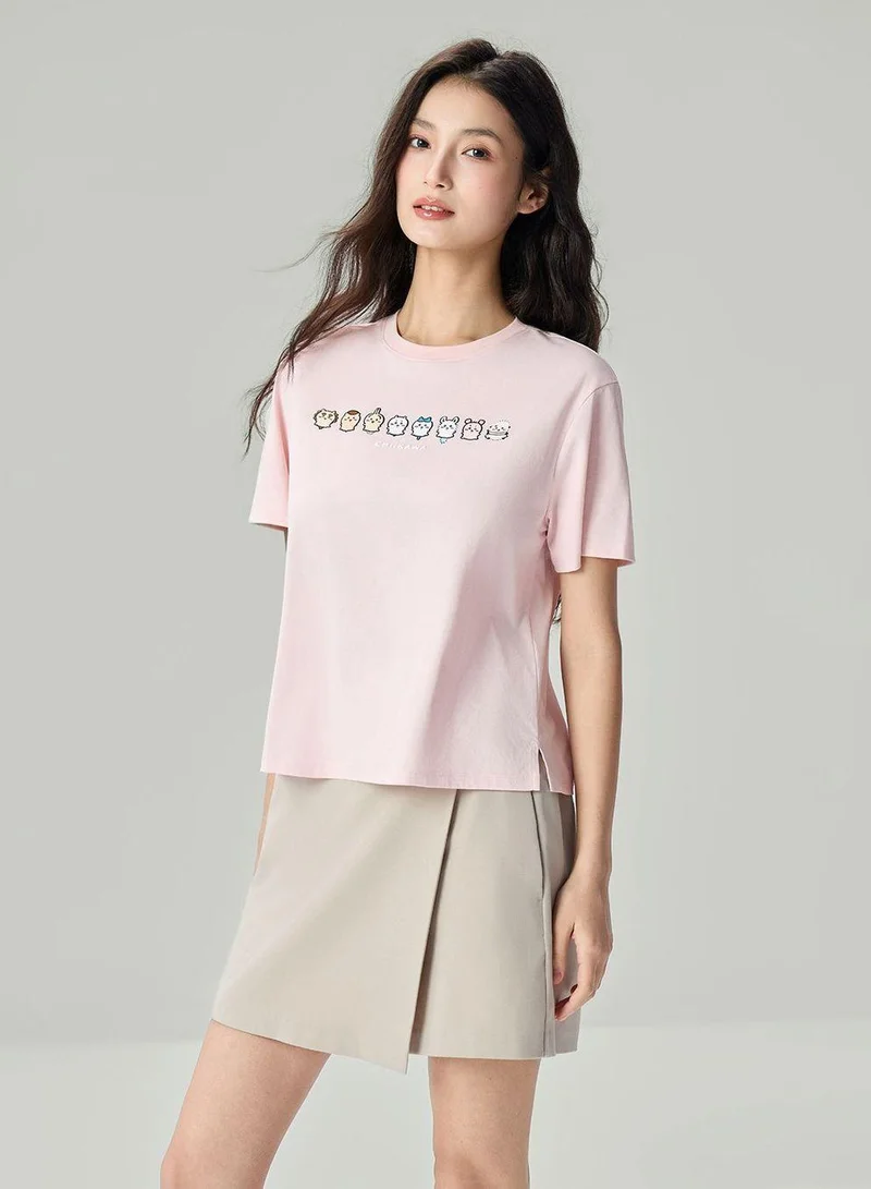 Giordano  Women's Chiikawa Pearl Amethyst Crew Neck Boyfriend Tee for Women | Best Price UAE