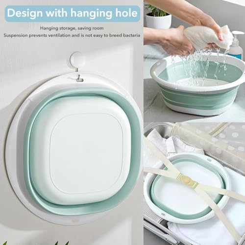 HASTHIP® Silicone Collapsible Tub Bucket Set, Portable Wash Basin for Handwash, Outdoor Basin for Washing, Foldable Bucket with Hanging Holes, Portable Sink for Washing Fruit & Vegetables (3Pcs) - Image 5