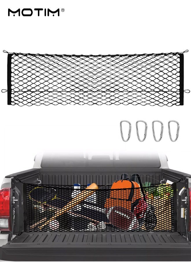 Motim - Truck Cargo Net, 140*40 cm, Trunk Organizers and Storage Net with 4 Metal Hooks, Fit for SUV, Large Pick-up Trucks, Silverado 2013 to 2022 GMC Sierra 2013 to 2022 and Ford F150 2015 to 2022 - Image 1