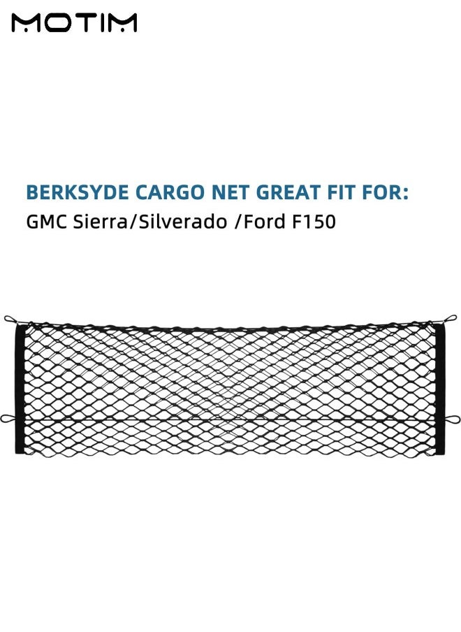 Motim - Truck Cargo Net, 140*40 cm, Trunk Organizers and Storage Net with 4 Metal Hooks, Fit for SUV, Large Pick-up Trucks, Silverado 2013 to 2022 GMC Sierra 2013 to 2022 and Ford F150 2015 to 2022 - Image 1