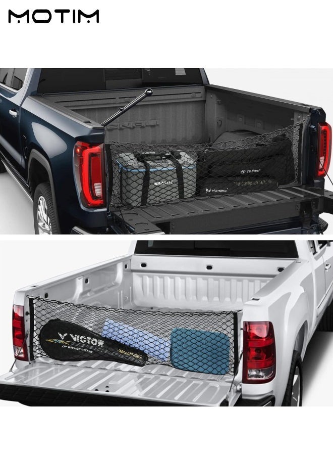 Motim - Truck Cargo Net, 140*40 cm, Trunk Organizers and Storage Net with 4 Metal Hooks, Fit for SUV, Large Pick-up Trucks, Silverado 2013 to 2022 GMC Sierra 2013 to 2022 and Ford F150 2015 to 2022 - Image 1