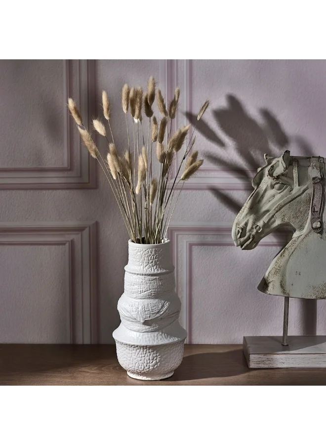 DANUBE HOME Danube Home Florence Rope Swaddled Vase - Tall 15X15X27.5Cm Elegant Home Decor Collection White Ceramic Flower Vase For Fresh Blooms & Dried Flowers Decoration Decorative Home Accessories