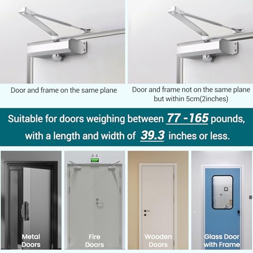 Leyibo Automatic Door Closer – Adjustable Spring Type, Grade 3 Hydraulic Self-Closing Door Closer for Home, Bedroom & Interior Doors - Image 2