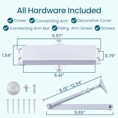 Leyibo Automatic Door Closer – Adjustable Spring Type, Grade 3 Hydraulic Self-Closing Door Closer for Home, Bedroom & Interior Doors - Image 3