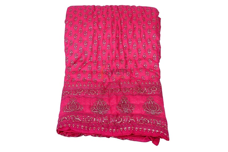 LOARSHY Pure Cotton Gold Floral Quilt Lightweight and Warm Jaipuri Rajasthani Single Bed Razai Soft Razai for Winters Gift Item - Image 5