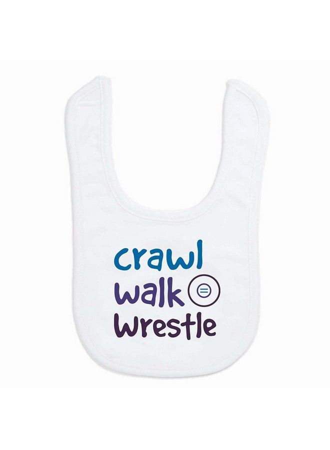 ChalkTalkSPORTS Wrestling Baby & Infant Bib ; Crawl Walk Wrestle ; Soft Microfiber ; Navy - Image 1