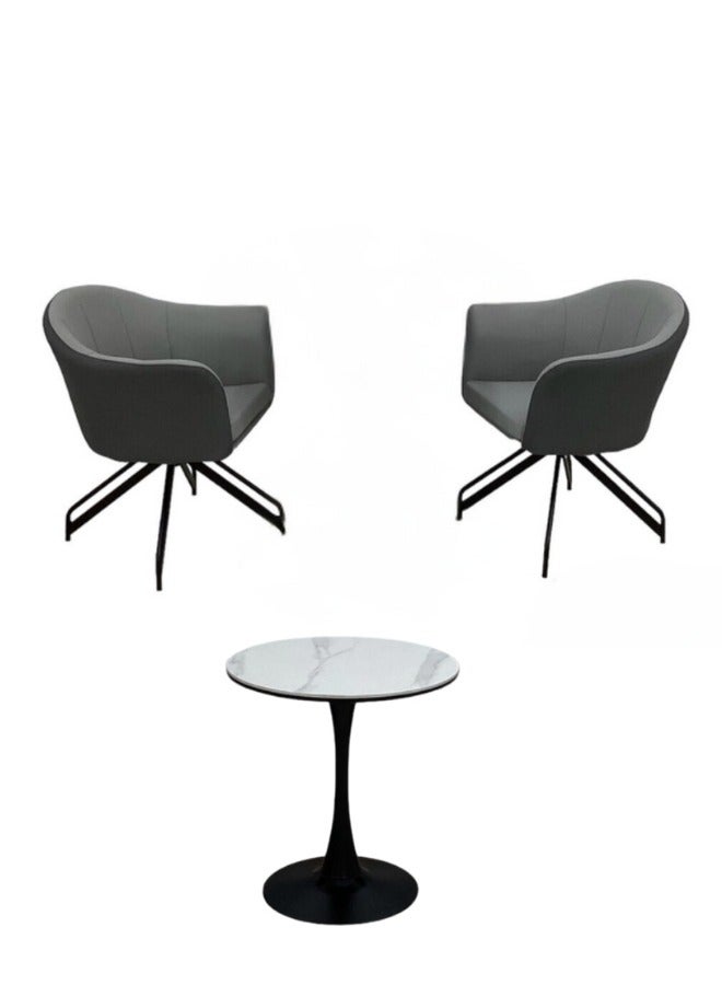 SMART HOME Modern Faux Leather Side Chair with Metal Frame for Dining Table Cafe Home, Curved Side Office Chair for Small Corner, Comfortable Chair with Metal Legs for Kitchen Bedroom Living Room  - Image 4