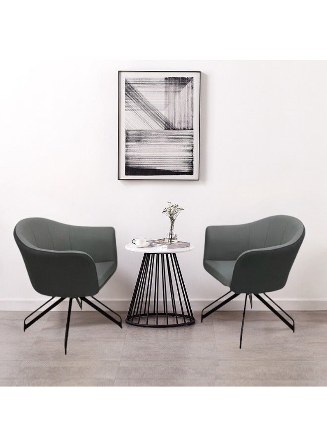 SMART HOME Modern Faux Leather Side Chair with Metal Frame for Dining Table Cafe Home, Curved Side Office Chair for Small Corner, Comfortable Chair with Metal Legs for Kitchen Bedroom Living Room  - Image 5