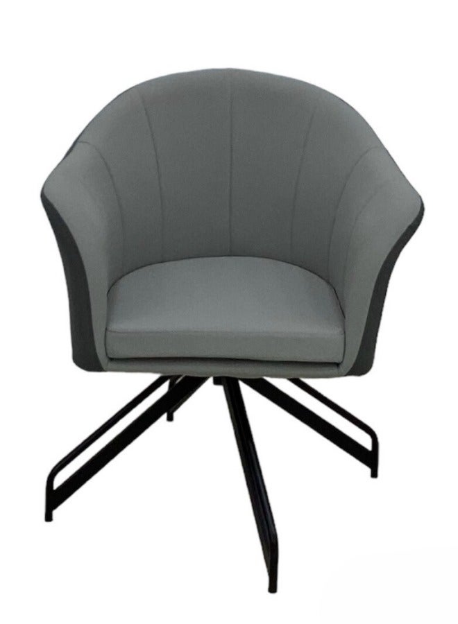 SMART HOME Modern Faux Leather Side Chair with Metal Frame for Dining Table Cafe Home, Curved Side Office Chair for Small Corner, Comfortable Chair with Metal Legs for Kitchen Bedroom Living Room  - Image 1