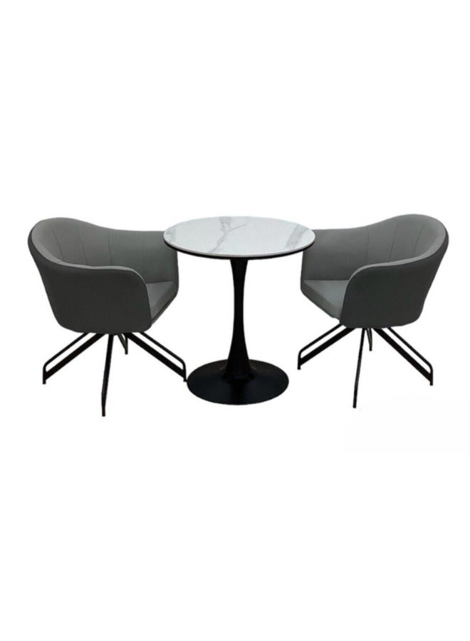 SMART HOME Modern Faux Leather Side Chair with Metal Frame for Dining Table Cafe Home, Curved Side Office Chair for Small Corner, Comfortable Chair with Metal Legs for Kitchen Bedroom Living Room  - Image 2