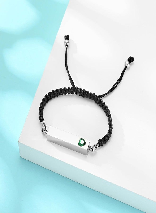 Hearbeingt Cremation Jewelry Crystal Heart Urn Bracelet for Ashes Women Men's Braided Ashes Bracelet with Stainless Steel Memorial Bracelets - Image 4