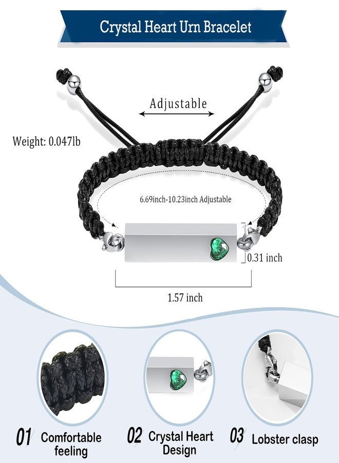 Hearbeingt Cremation Jewelry Crystal Heart Urn Bracelet for Ashes Women Men's Braided Ashes Bracelet with Stainless Steel Memorial Bracelets - Image 2