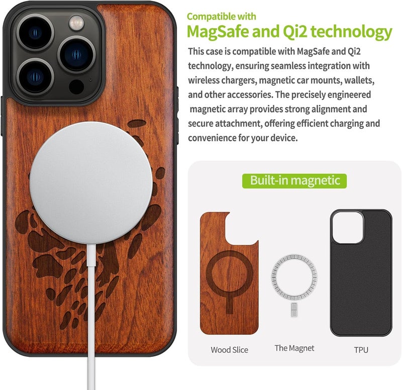 Tight fitted parts Carveit Magnetic Wood Case for iPhone 13 Pro Case [Hard Real Wood & Soft TPU] Unique & Classy Wooden Shockproof Hybrid Protective Cover Compatible with MagSafe (Fierce Gaze Tiger -Rosy) All condition resistant crafted quality Affordable purchase options Salt resistant coating Different assemble options Transparent body Storage burden minimized build Easy lifting build Regular scheduled transit Gulf standard sizing alternatives Assorted trendy color picks Labor saving optimized design Trendy natural tone options Transit damage minimized design Indoor outdoor use Compact design Multiple design variants Fixed delivery schedule Cross-material combo compatible Single & bulk storage compatible Flat working surface Season change compatible build Economical upgraded quality Minimal design Full village delivery cover - Image 5