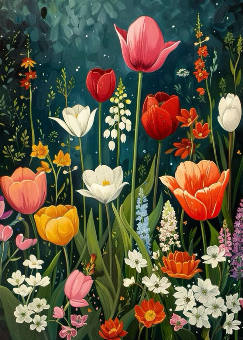 Yanfairy Wildflower Art Painting Kits for Adults, Full Drill Diamond Dots Paintings for Beginners, Round 5D Paint with Diamonds Pictures Gem Art Painting Kits DIY Crafts Kits 12x16inch - Image 1