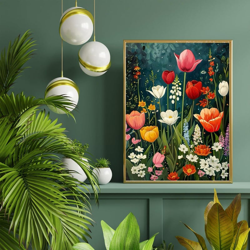 Yanfairy Wildflower Art Painting Kits for Adults, Full Drill Diamond Dots Paintings for Beginners, Round 5D Paint with Diamonds Pictures Gem Art Painting Kits DIY Crafts Kits 12x16inch - Image 2