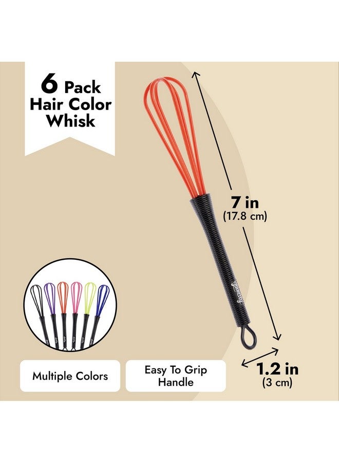 Glamlily 6 Pack Mini Hair Color Whisk For Dye Mixing, Salon Hairdressing, Home Use, 6 Colors (7 X 1.2 In) - Image 4