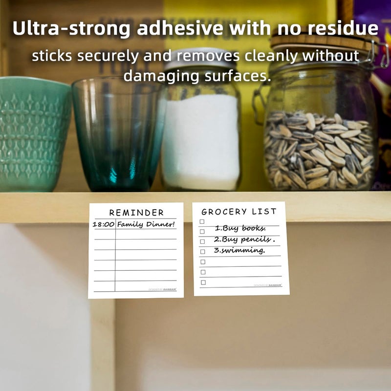 RAINBAM 4 Pack/200 Sheets 3x3in Self-Sticking Note Papers Set, High-Adhesive Productivity Planner Pads for Time Management, Retro Daily Task Notes for Journal Office Home, Bulk Retro Stationery Gift - Image 2