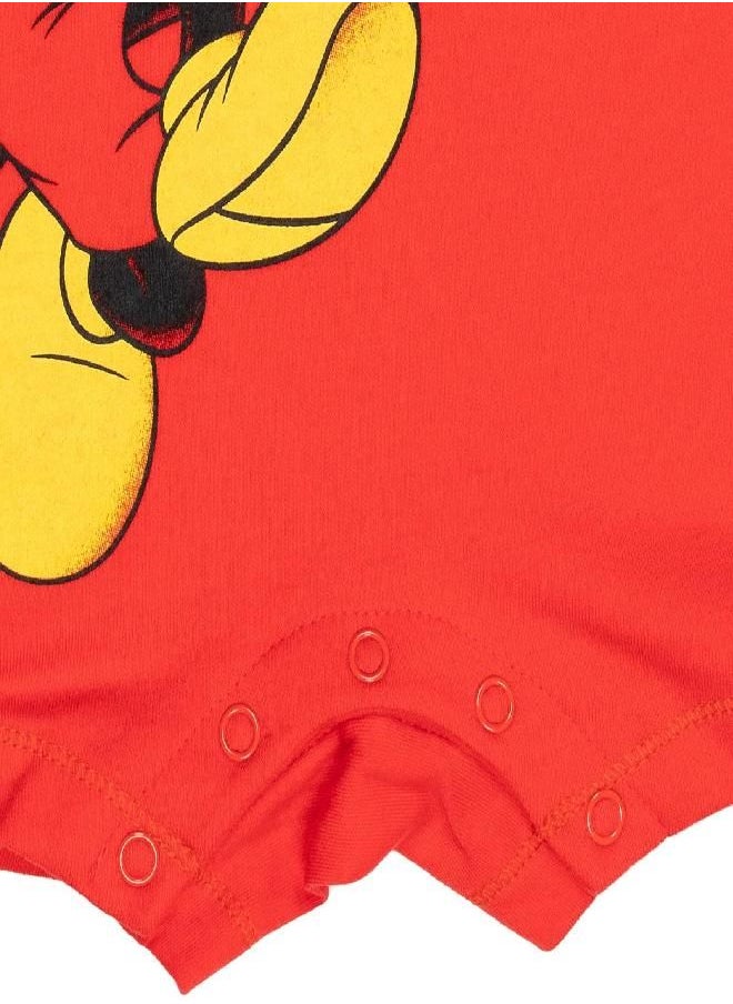 Disney - Disney Mickey Mouse Newborn Baby Boys Romper and Sunhat Red 6-9 Months - Image 1