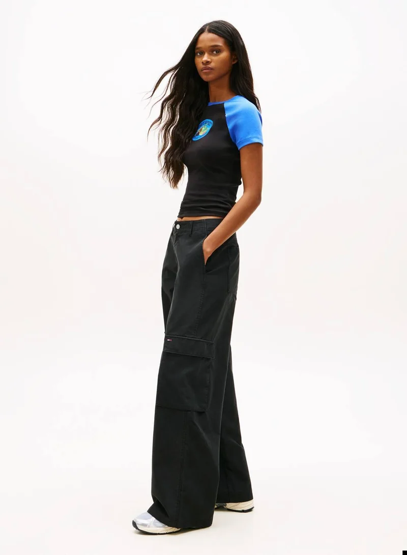 Tommy Jeans Black Wide & Straight Leg Cargo Pants for Women | Best Price UAE