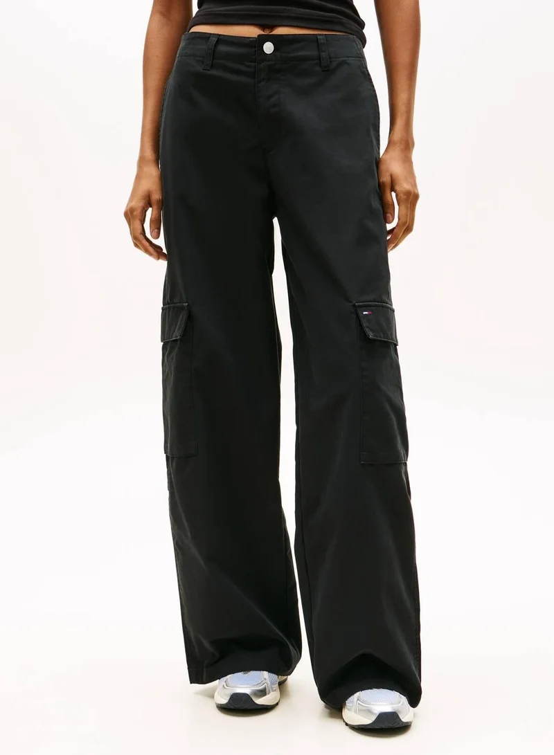 Tommy Jeans Black Wide & Straight Leg Cargo Pants for Women | Best Price UAE