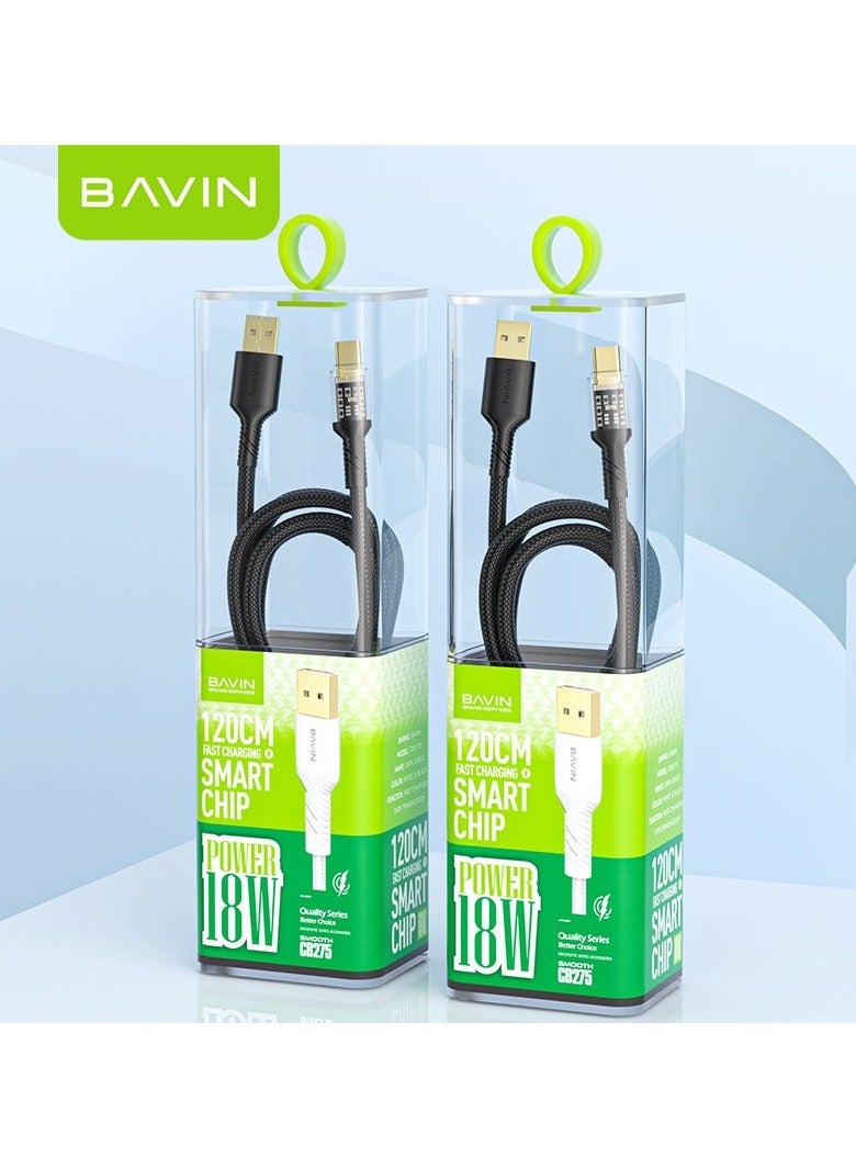 Bavin CB275 Power 18W Fast Charging Data Cable Smart Chip & Durable Braided Cable For Usb-Micro120cm Black - Image 5